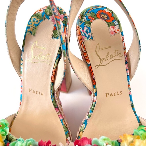 CHRISTIAN LOUBOUTIN | Arielle sevillana Floral Platform Ankle Wrap Sandals 37 38 - Picture 9 of 13